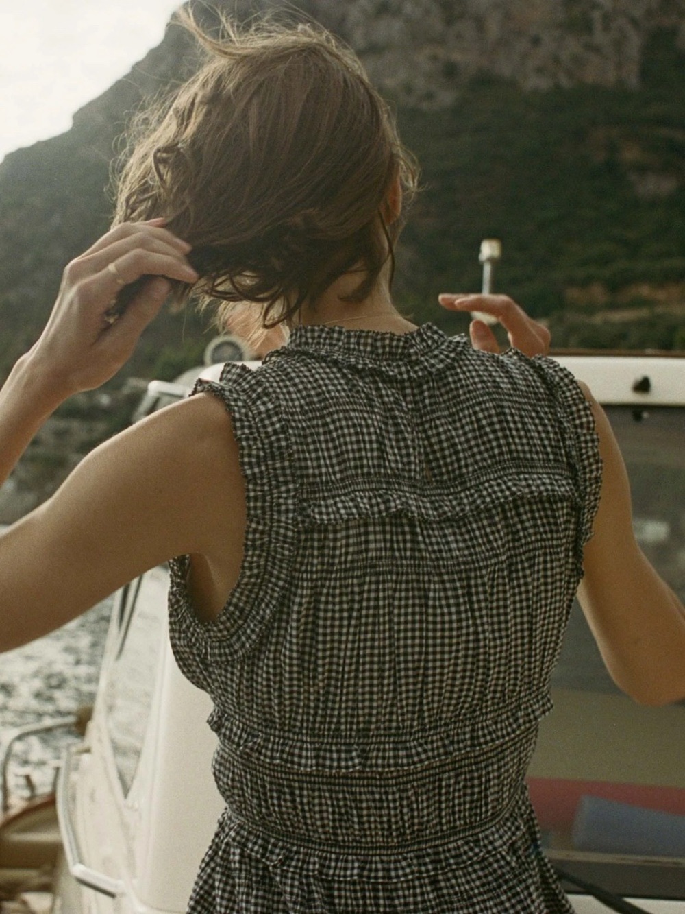 Doen Mallory Black & White Gingham Midi Dress - Picture 3 of 5
